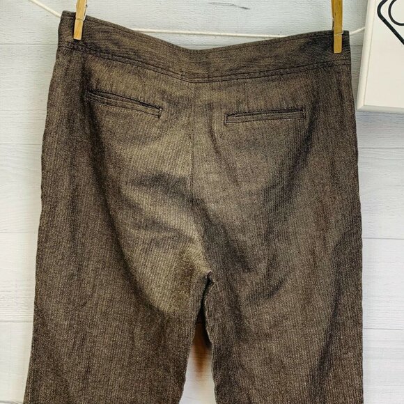 J Jill Womens Dress Slack Pants Linen Blend Brown Herringbone Wide Leg Size 8 - Picture 9 of 13